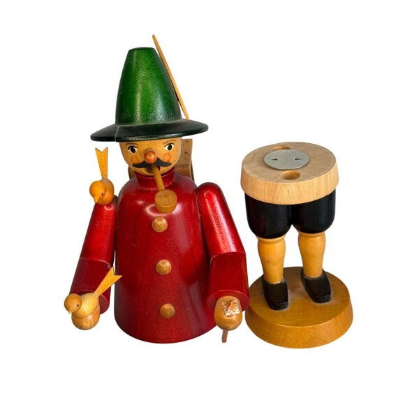Vintage Erzgebirge Kegler Smoker Bird Dealer German Christmas Figure 8 1/2" - Picture 6 of 8